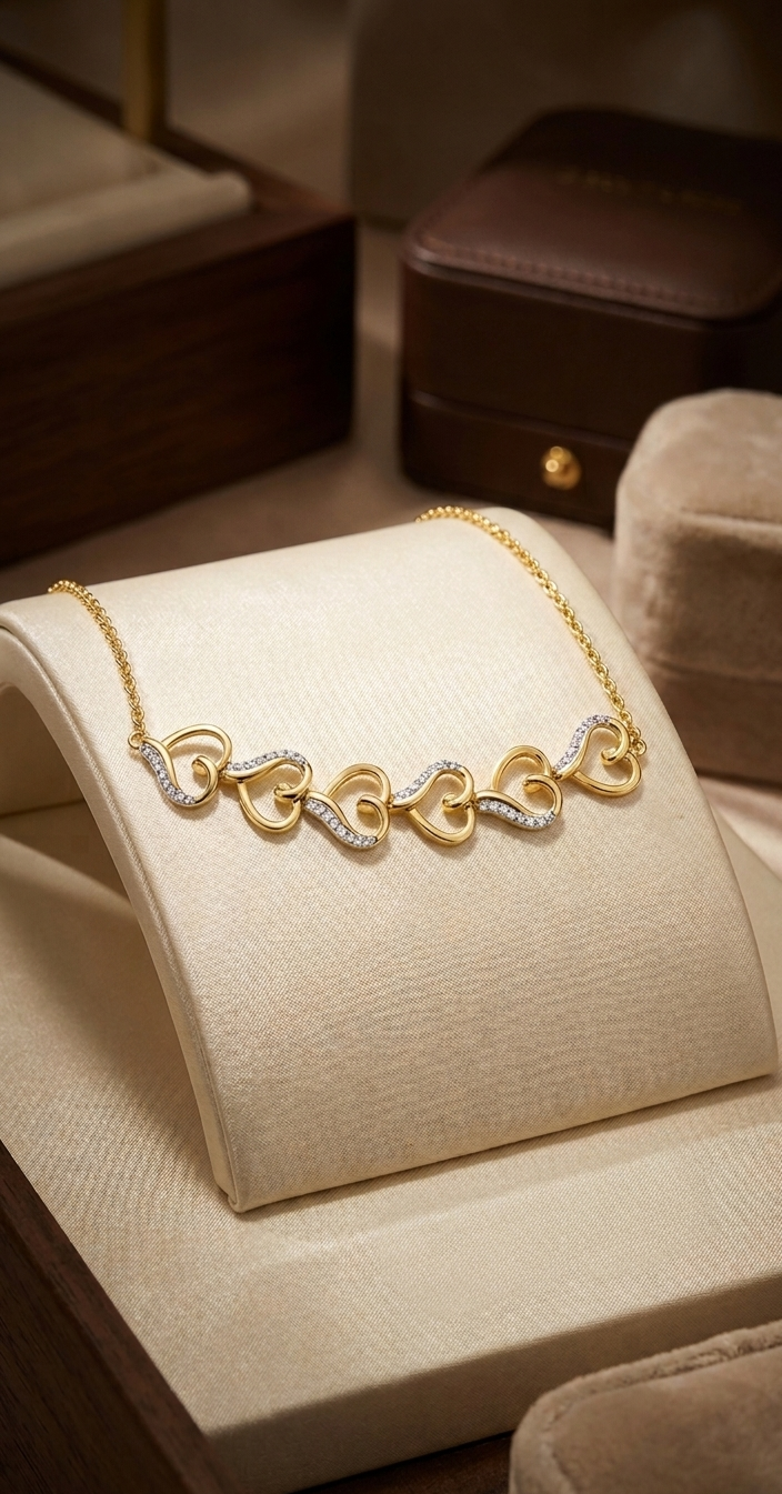 Golden Hearts Luxe 925 Silver Bracelet