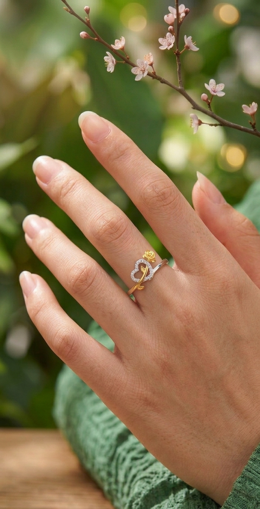 Golden Bloom Heart 925 SilverRing