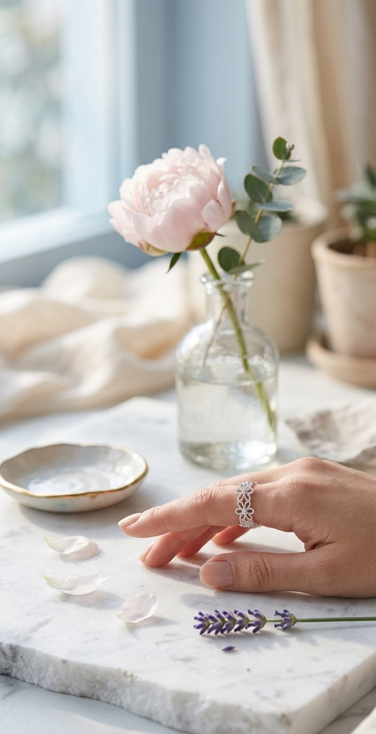 Blooming Grace Floral 925 Silver Ring