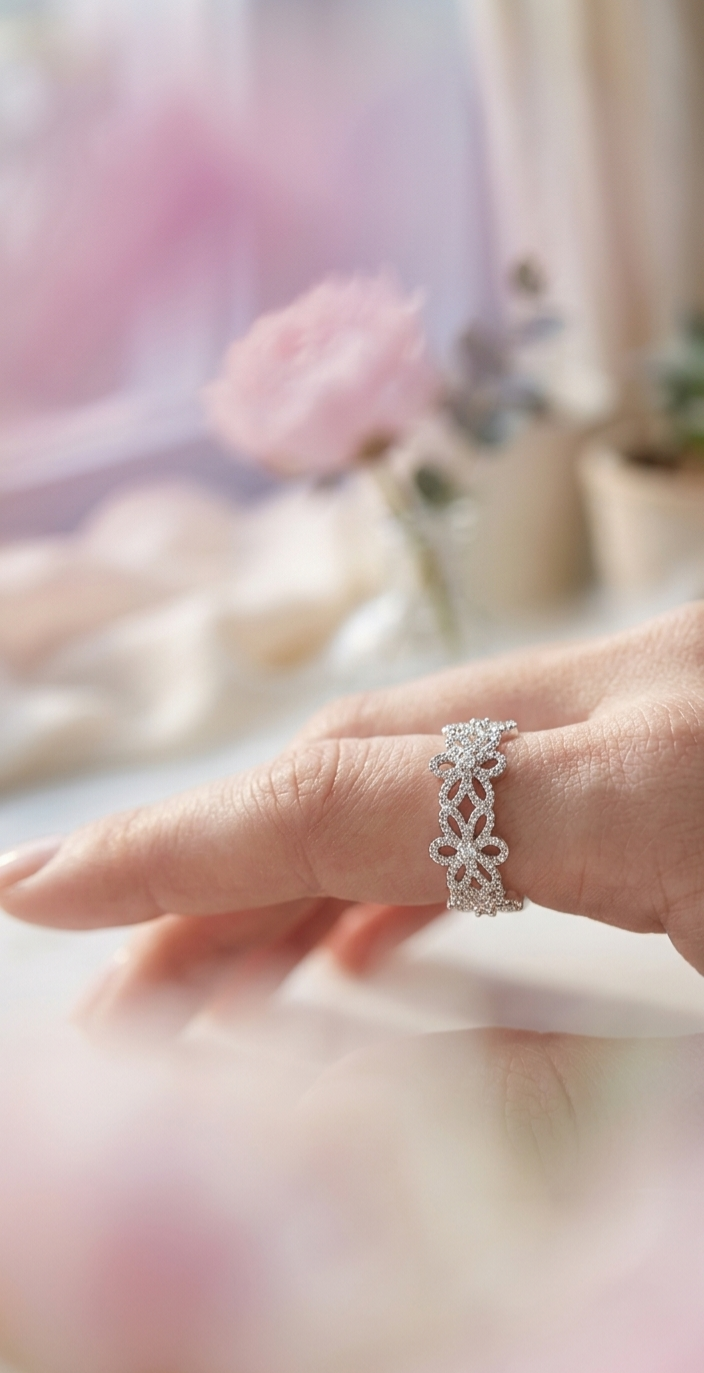 Blooming Grace Floral 925 Silver Ring