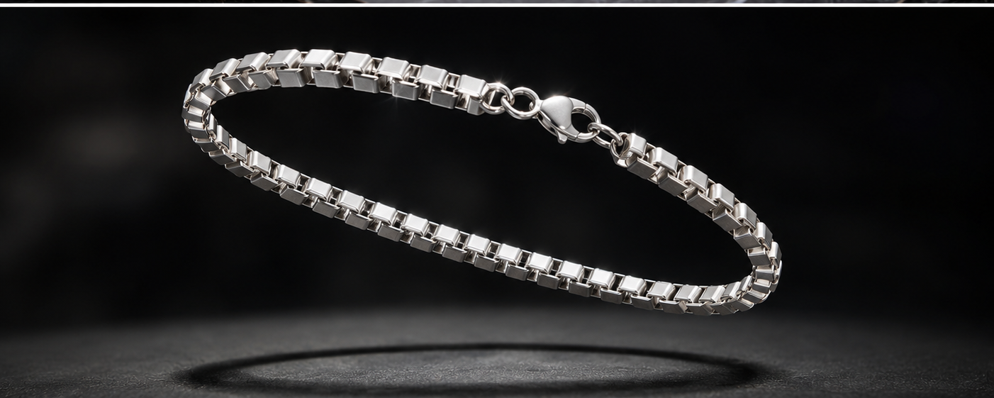 Silver box bracelet