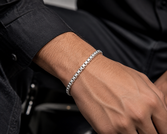 Silver box bracelet