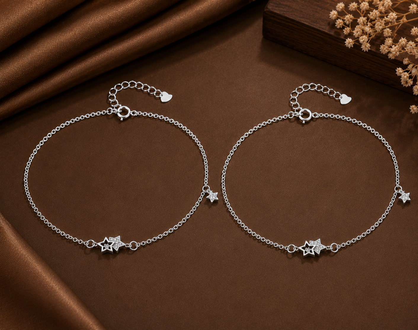 Twin Star 925 Silver Anklet