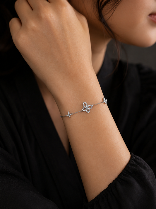 Celestial Bloom Crystal 925 Silver Bracelet