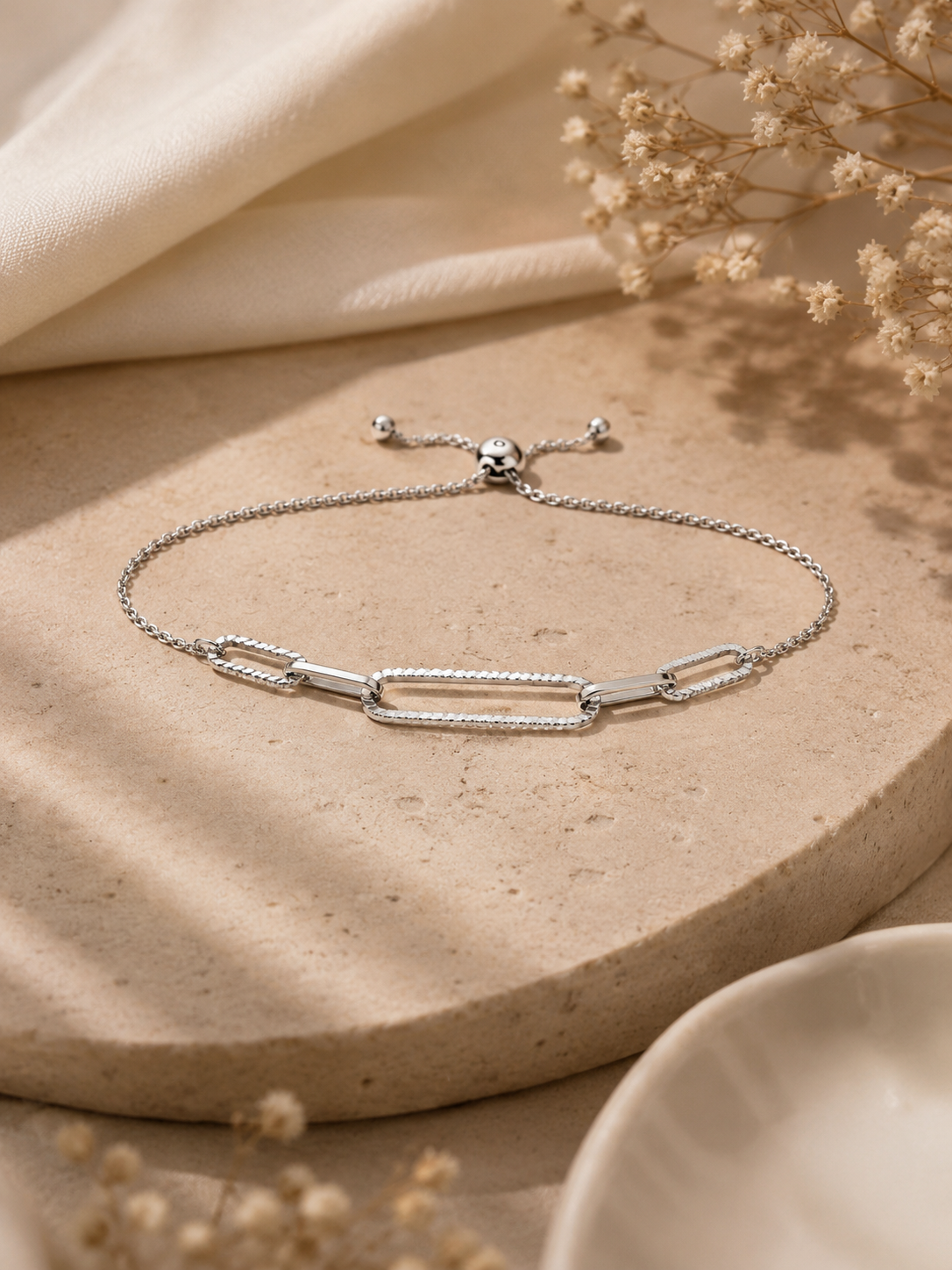 Modern Link  925 Silver Adjustable Bracelet