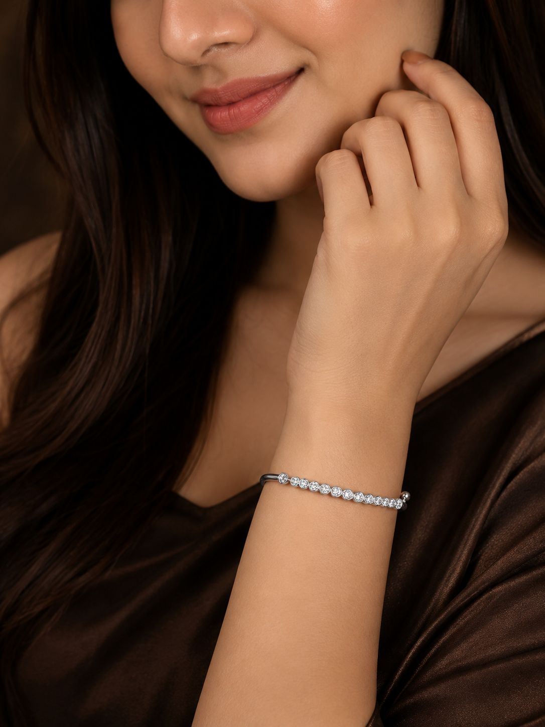Silver Beaded Minimalist Cuff 925 Silver Bracelet