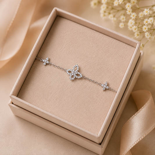 Celestial Bloom Crystal 925 Silver Bracelet