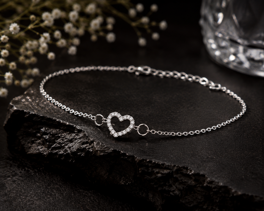 Eterna Heart 925 Silver Anklet Set