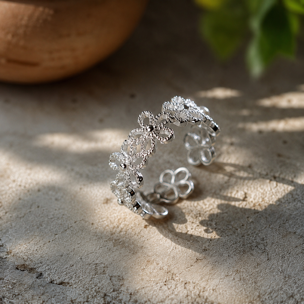 Blooming Grace Floral 925 Silver Ring