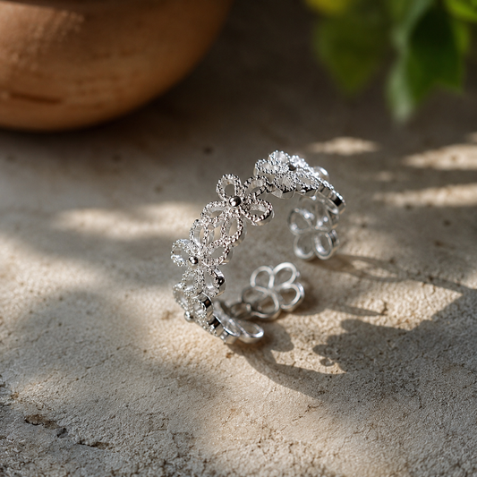 Blooming Grace Floral 925 Silver Ring